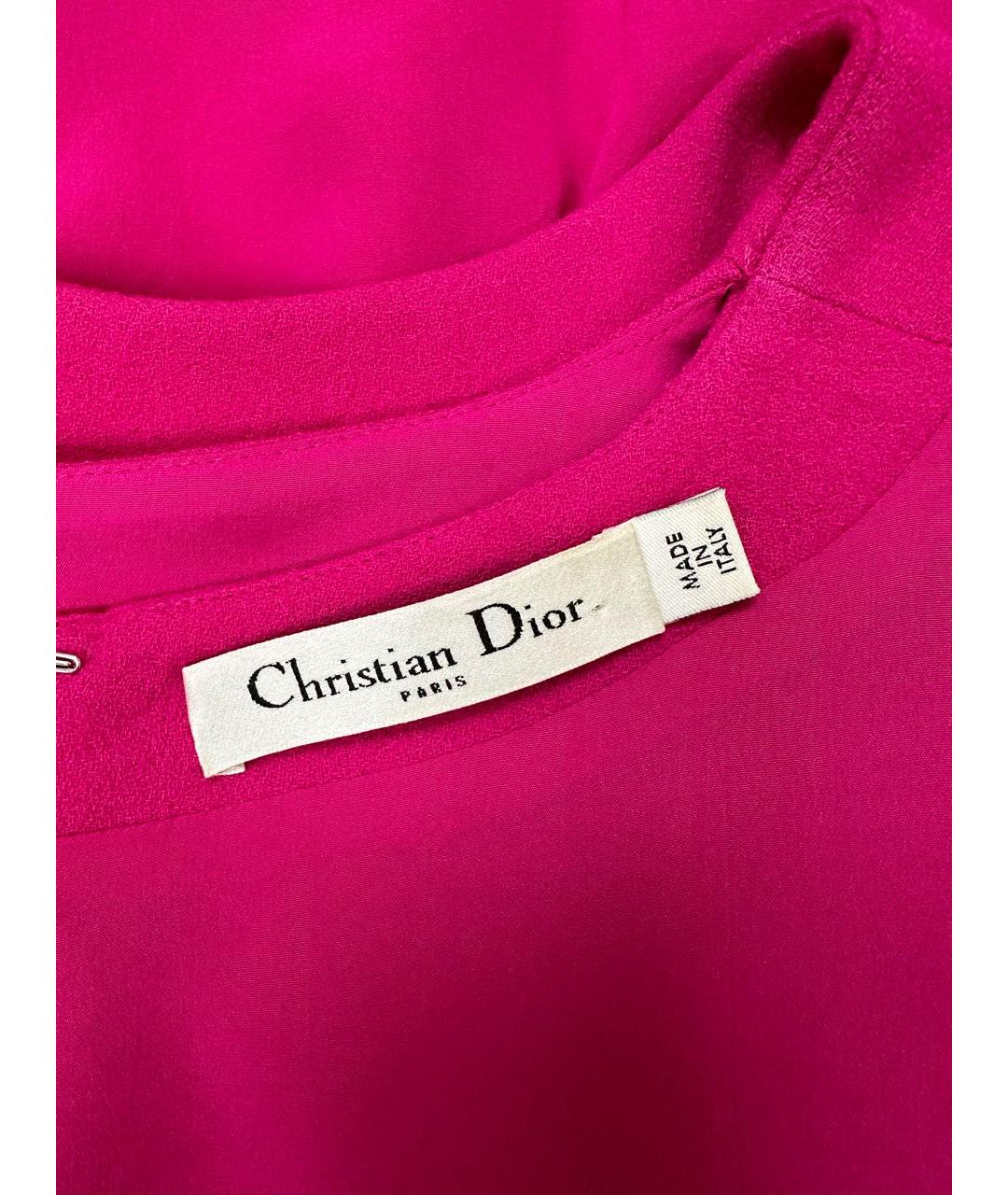 CHRISTIAN DIOR Фуксия шерстяное коктейльное платье, фото 4