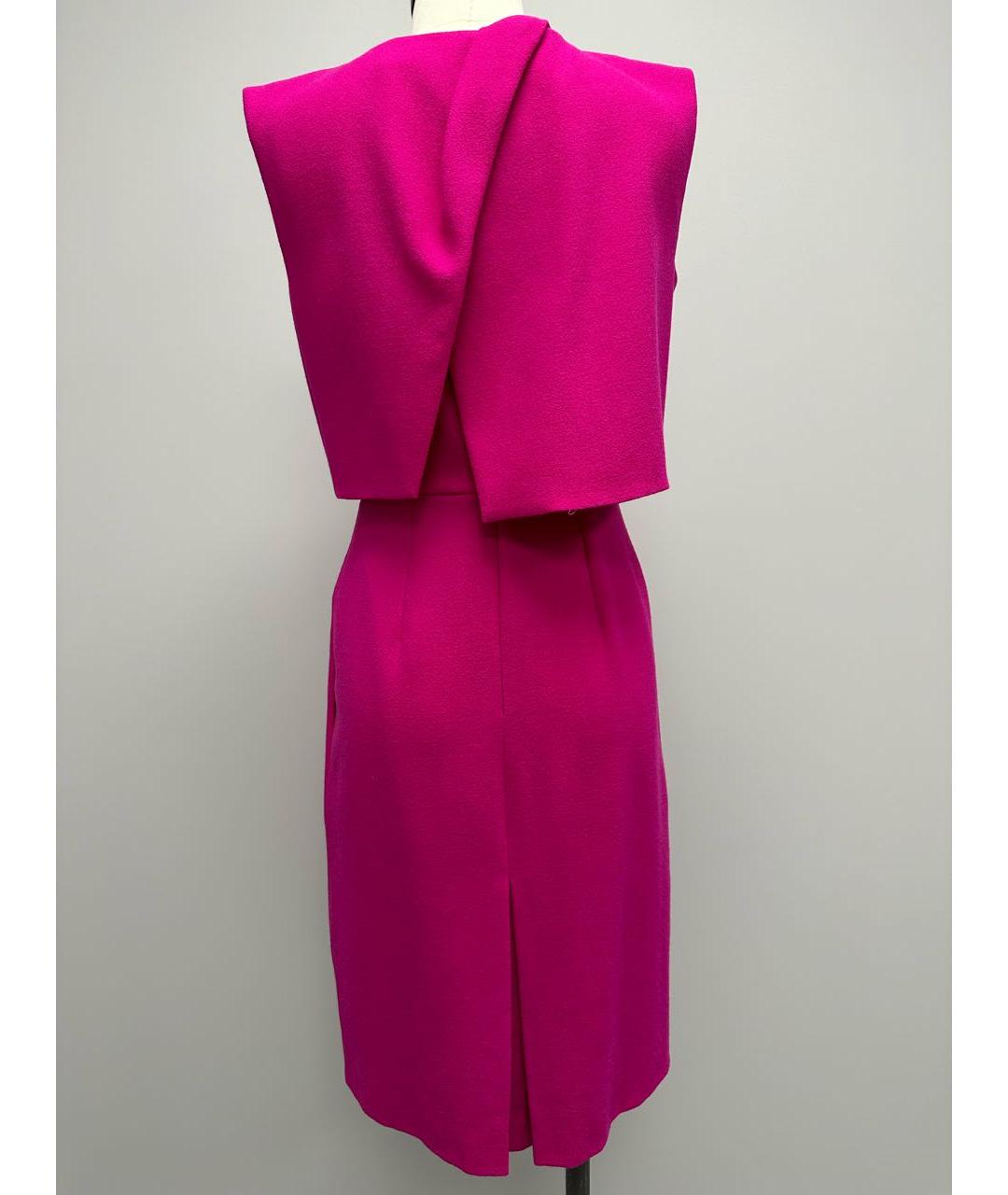 CHRISTIAN DIOR Фуксия шерстяное коктейльное платье, фото 2