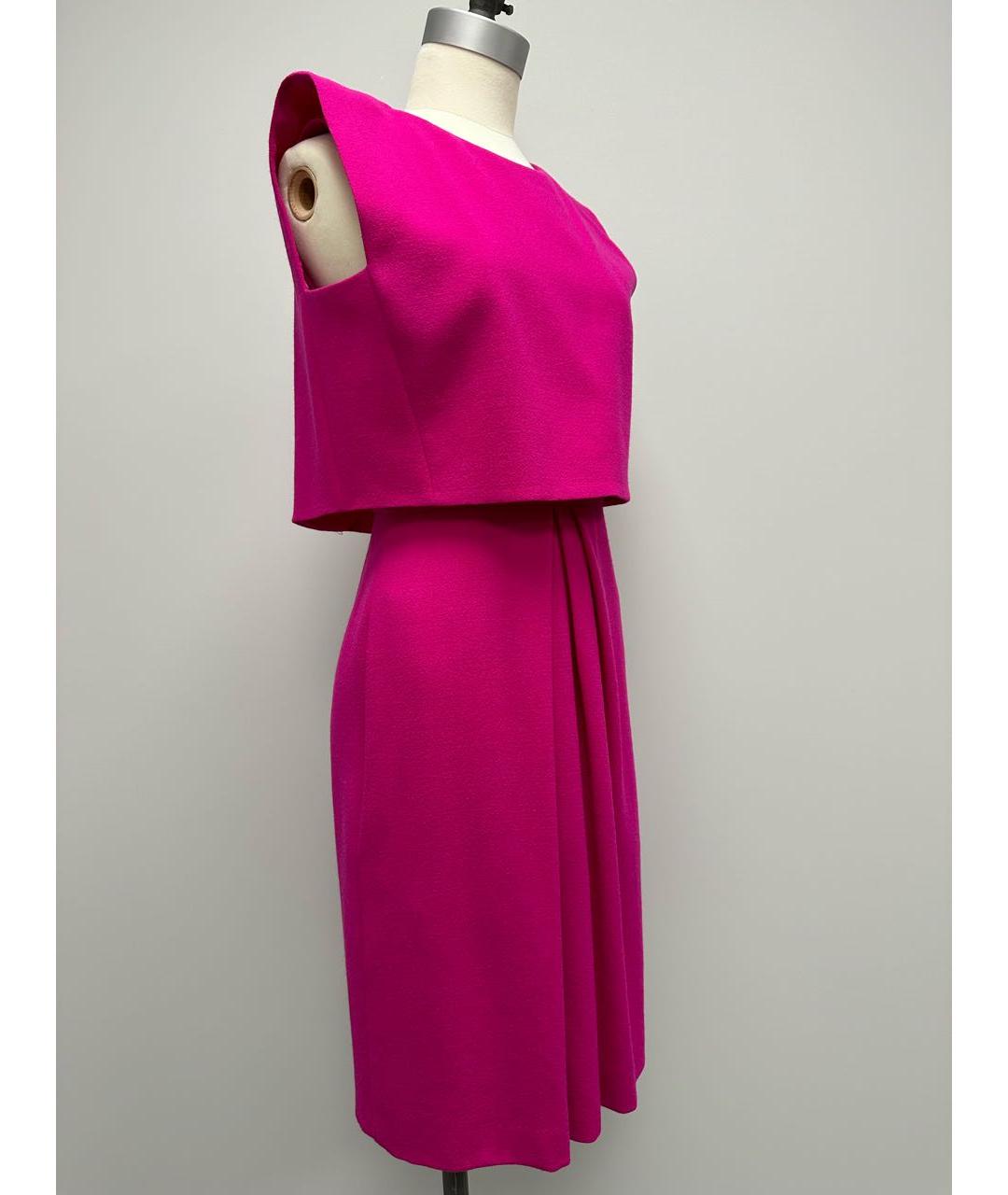 CHRISTIAN DIOR Фуксия шерстяное коктейльное платье, фото 3