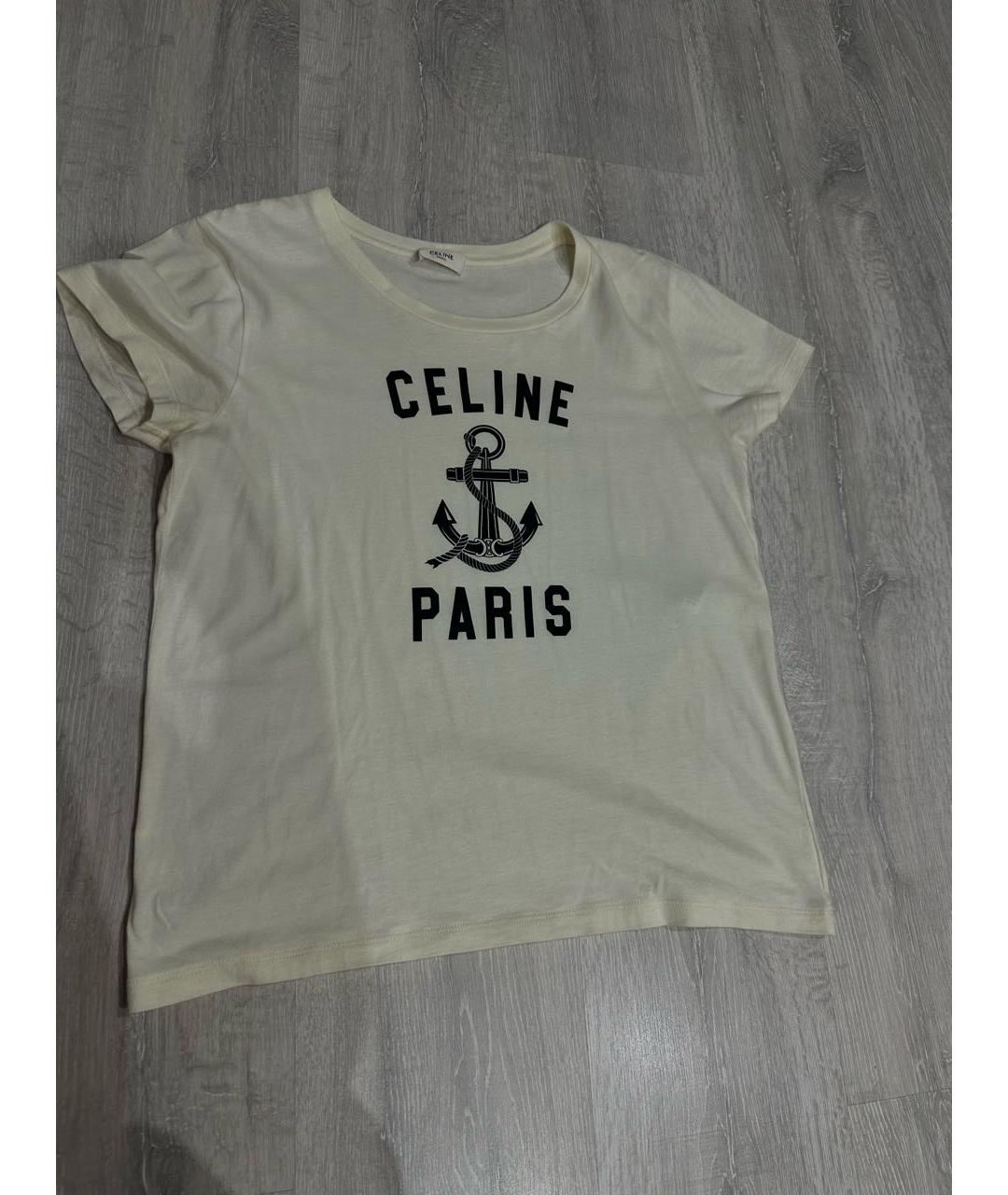 CELINE PRE-OWNED Бежевая хлопковая футболка, фото 4