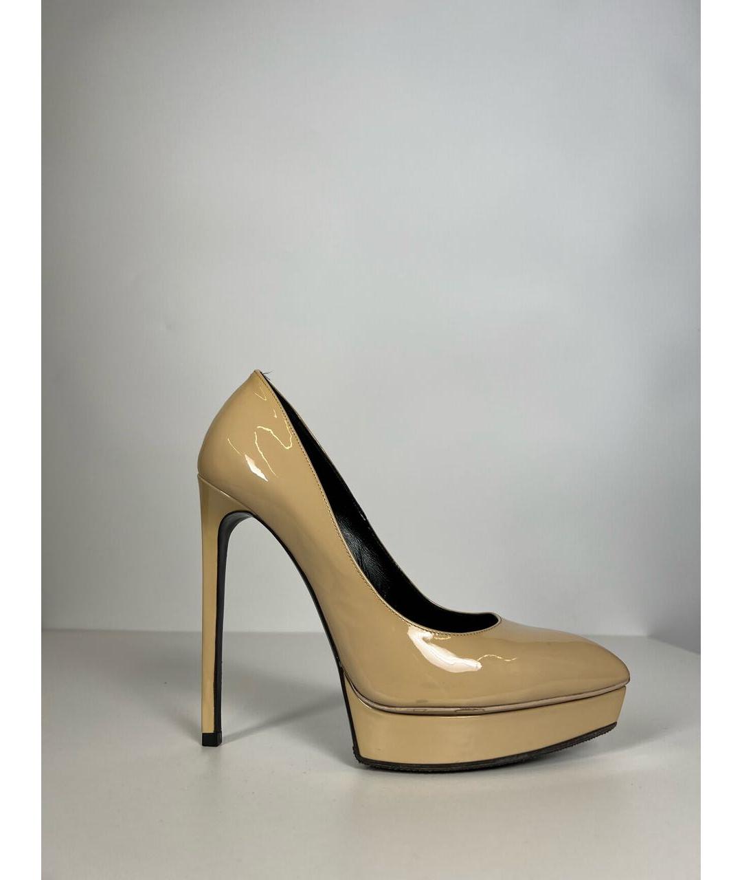 SAINT LAURENT Бежевые кожаные туфли, фото 7