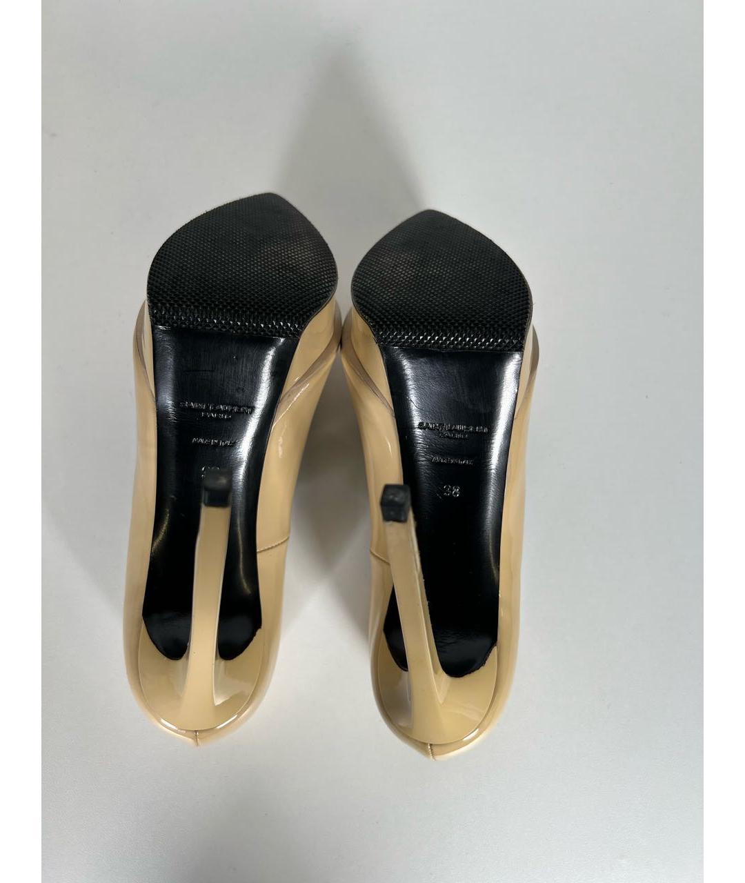 SAINT LAURENT Бежевые кожаные туфли, фото 5