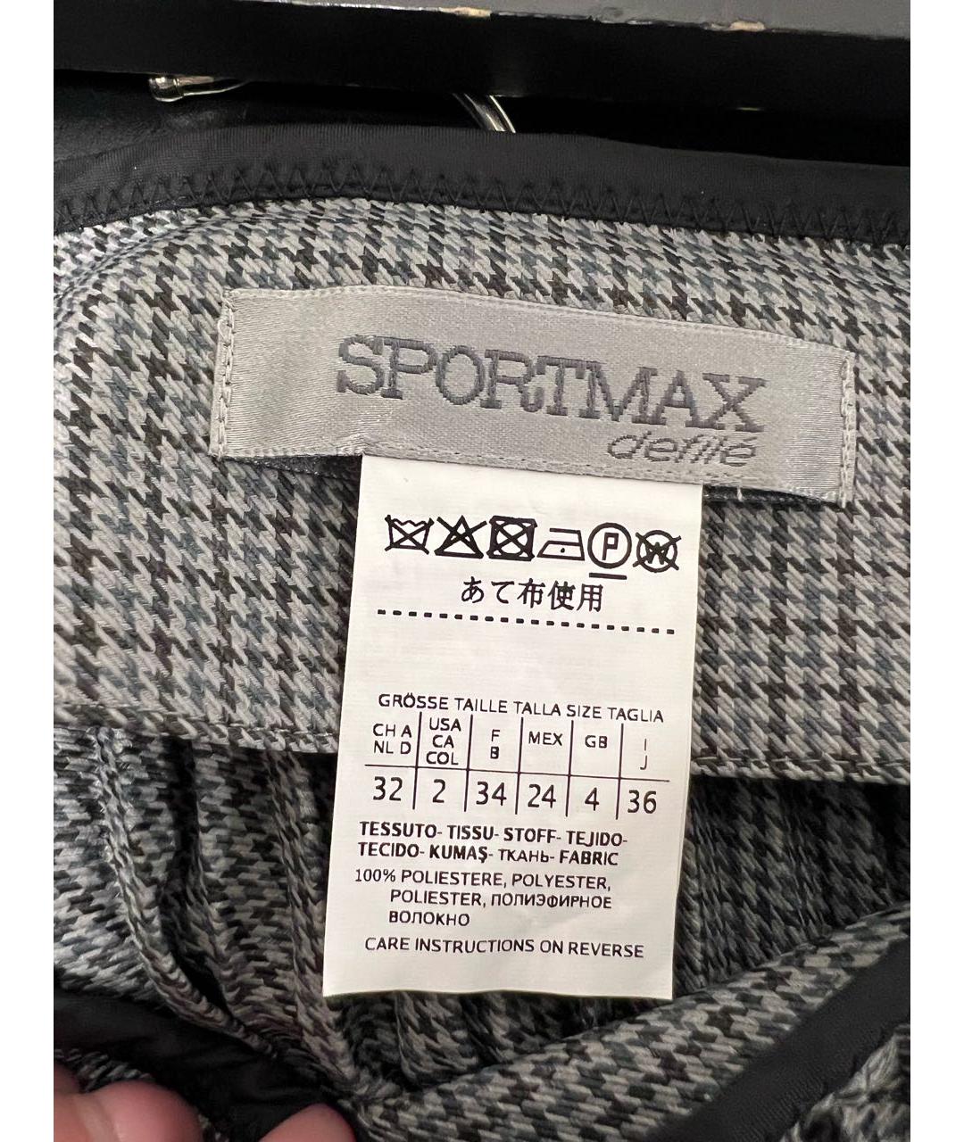 SPORTMAX Серая полиэстеровая юбка макси, фото 3