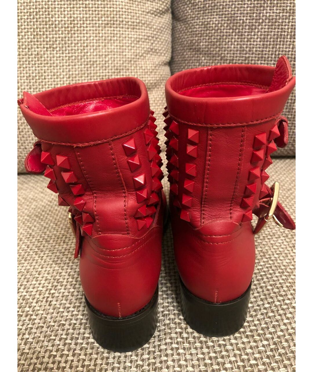 VALENTINO GARAVANI Красные кожаные ботинки, фото 4