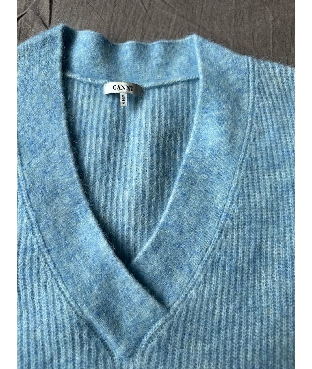 GANNI Голубой шерстяной джемпер / свитер, фото 3