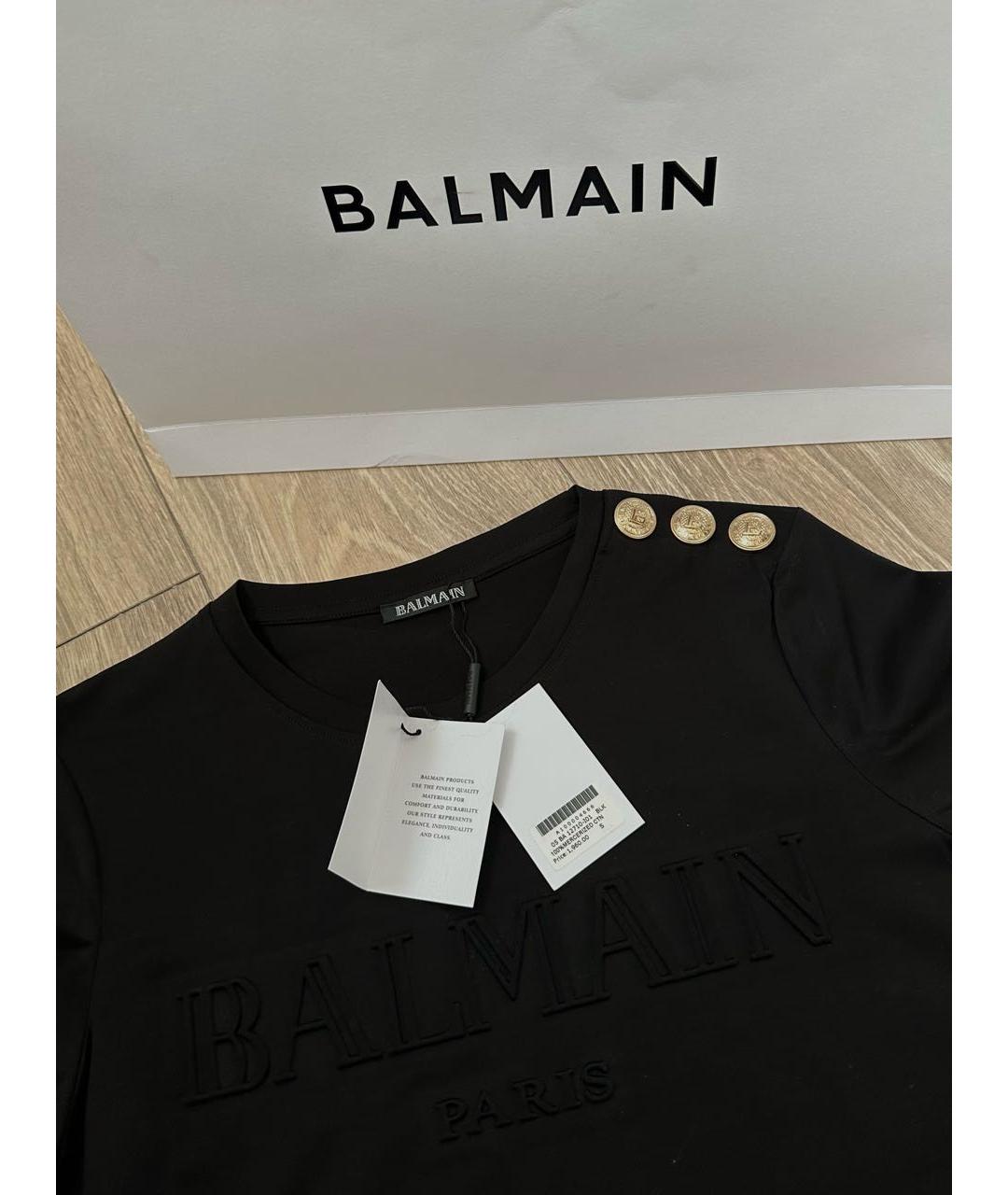 BALMAIN Черная хлопковая футболка, фото 2