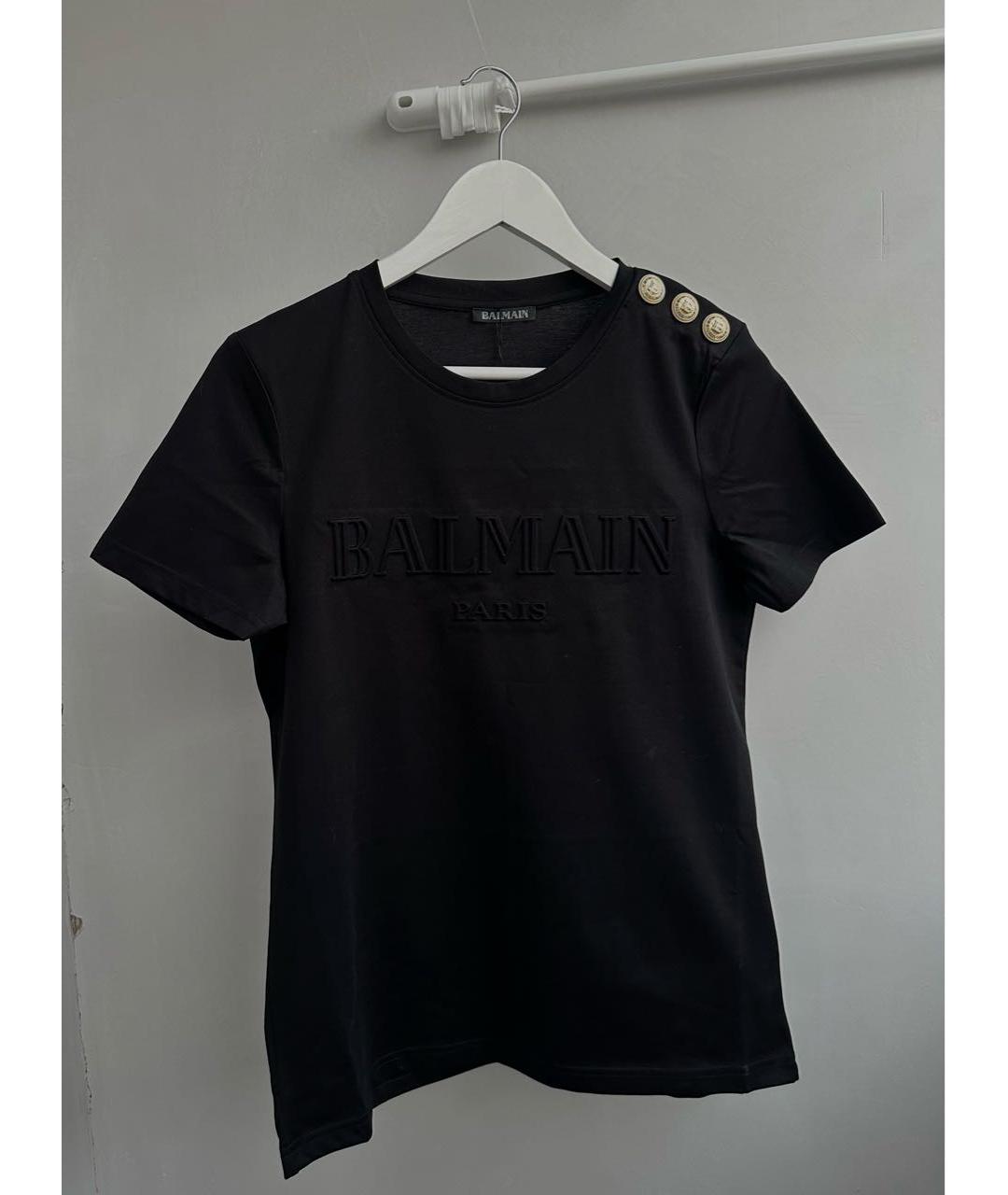 BALMAIN Черная хлопковая футболка, фото 5