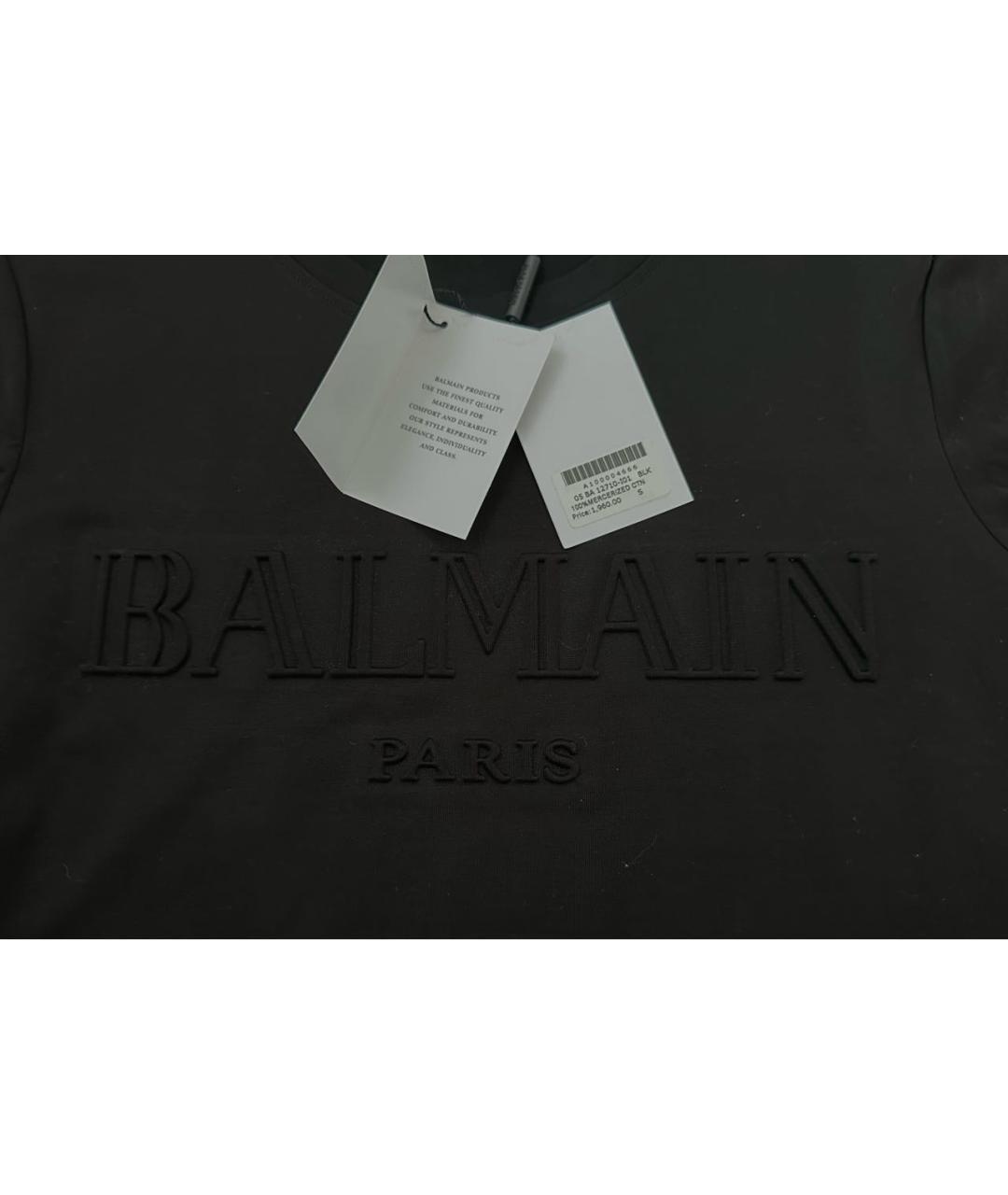 BALMAIN Черная хлопковая футболка, фото 3