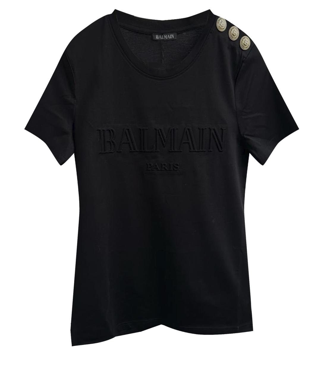 BALMAIN Черная хлопковая футболка, фото 1