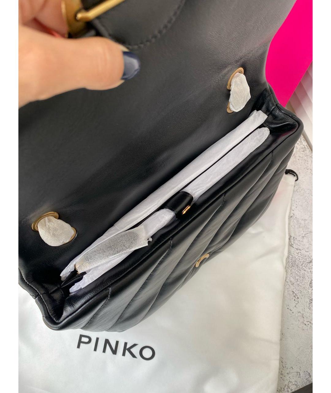 PINKO Черная кожаная сумка через плечо, фото 5