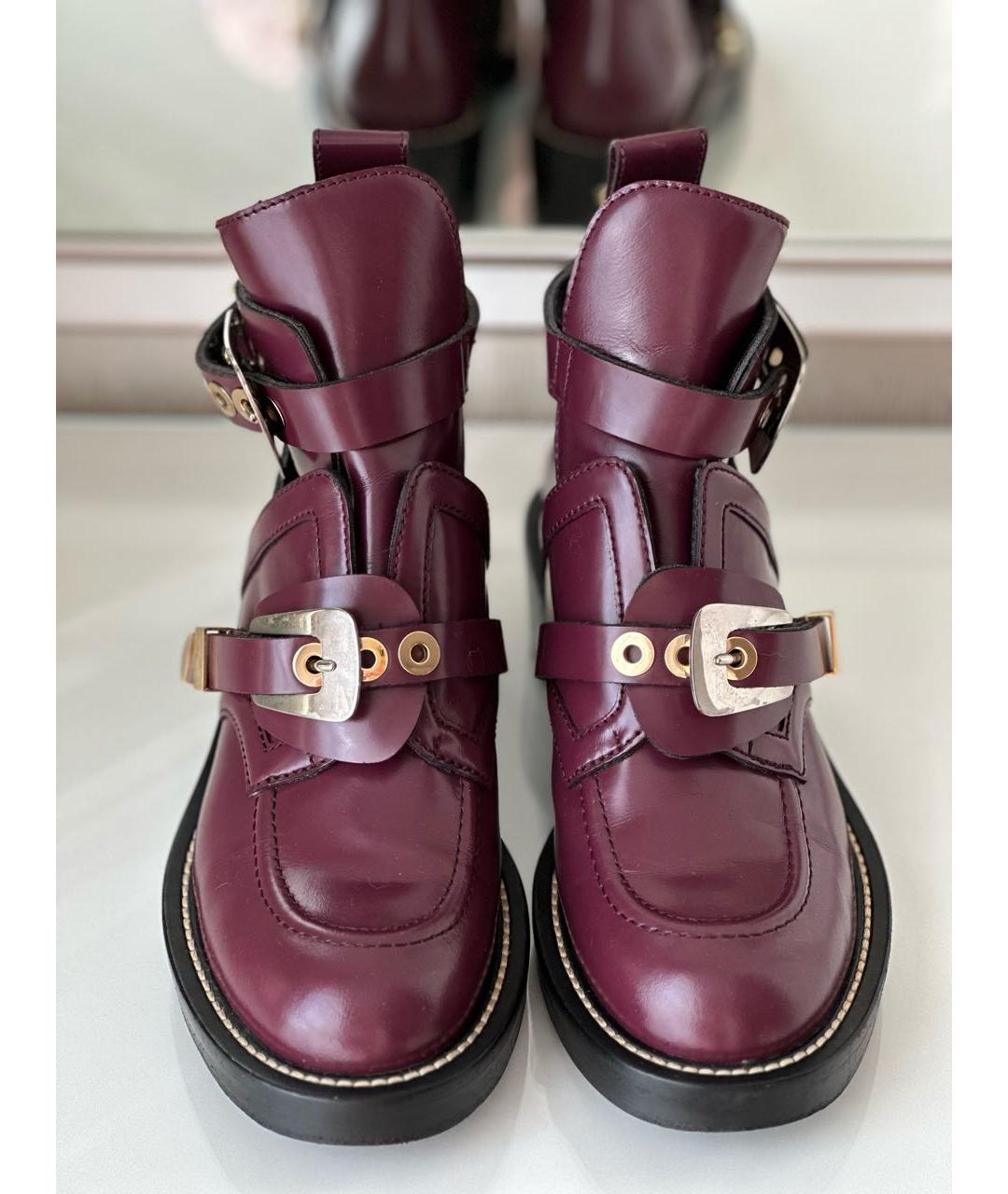 BALENCIAGA Бордовые кожаные ботинки, фото 2
