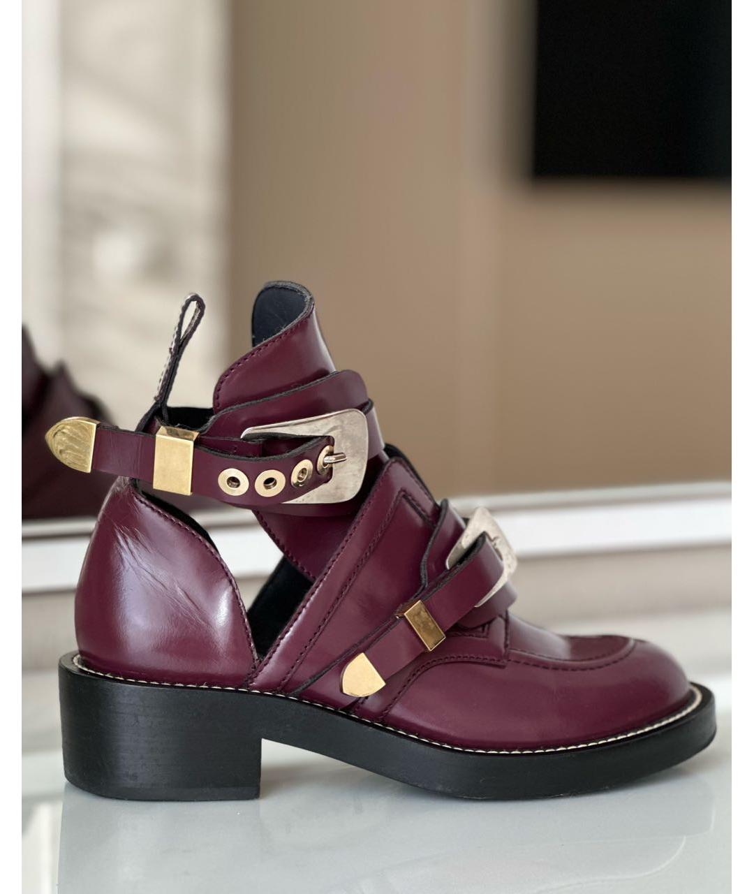 BALENCIAGA Бордовые кожаные ботинки, фото 5