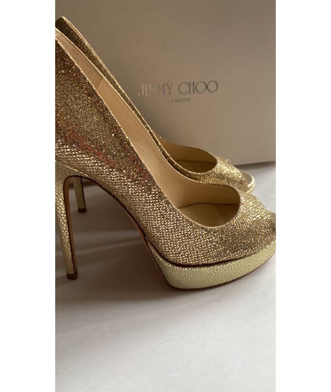 JIMMY CHOO Золотые свадебные туфли на высоком каблуке, фото 3