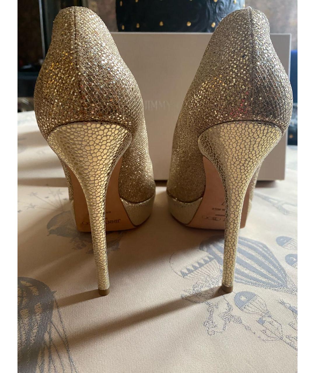 JIMMY CHOO Золотые свадебные туфли на высоком каблуке, фото 5