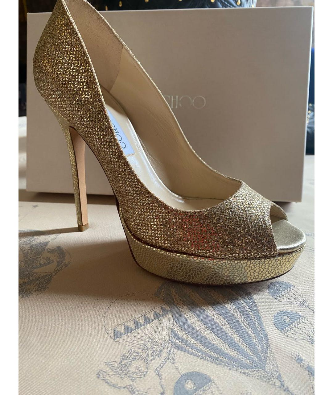 JIMMY CHOO Золотые свадебные туфли на высоком каблуке, фото 8