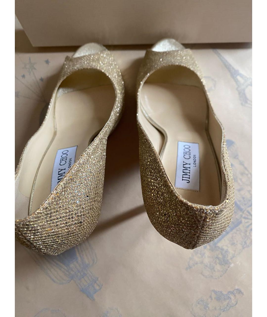 JIMMY CHOO Золотые свадебные туфли на высоком каблуке, фото 4