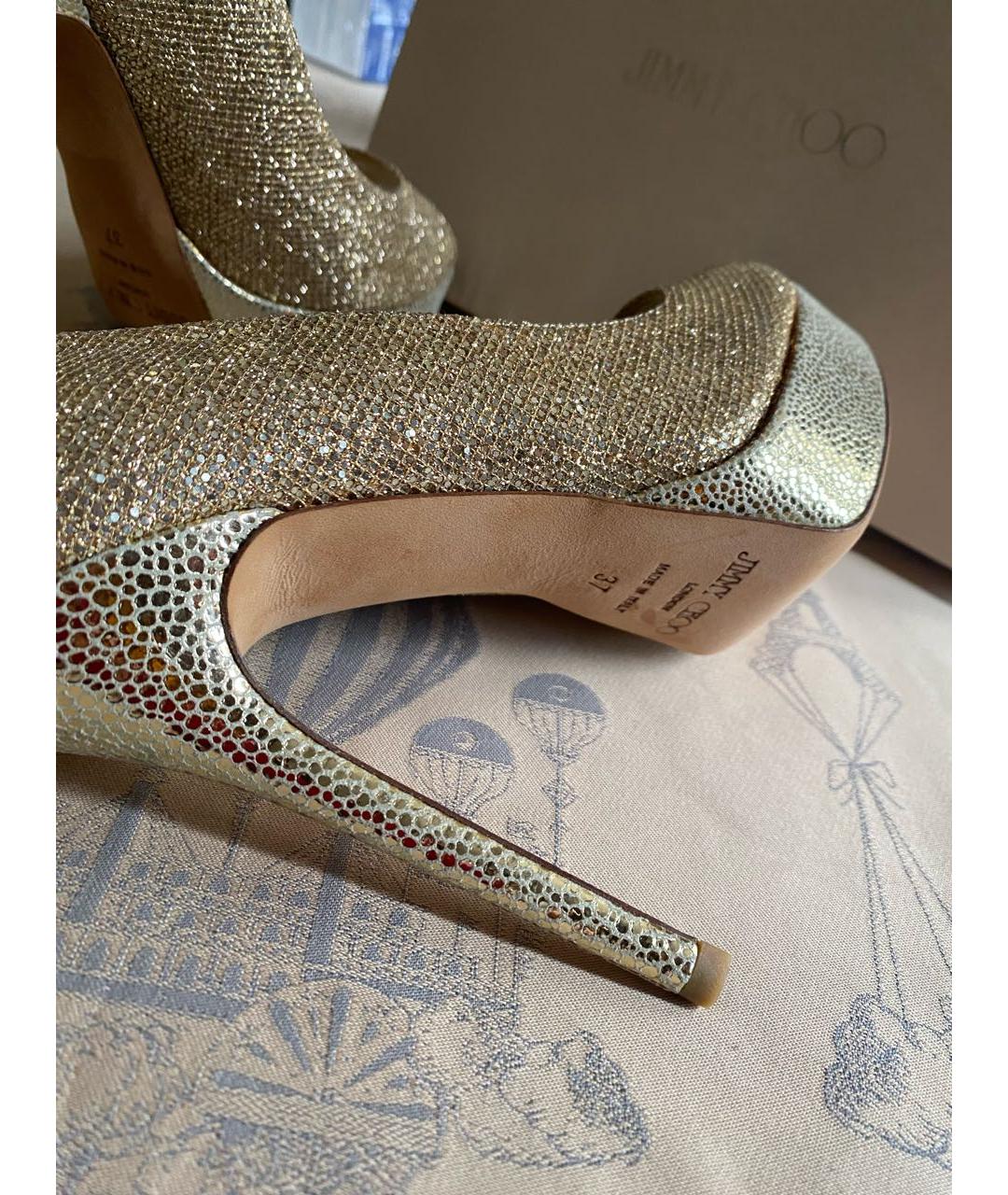 JIMMY CHOO Золотые свадебные туфли на высоком каблуке, фото 6