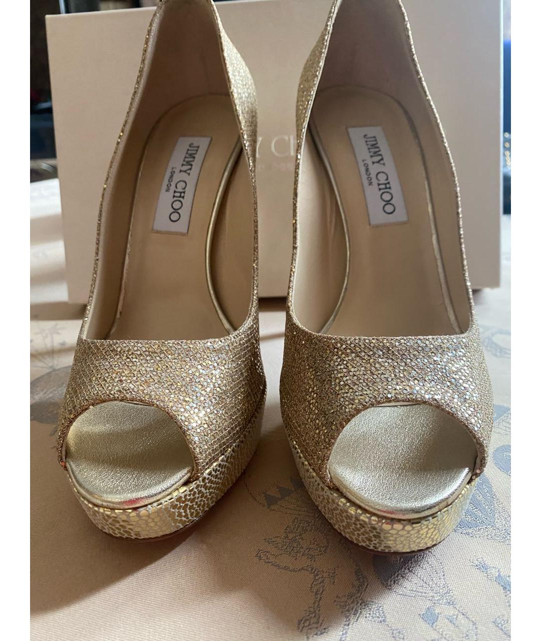 JIMMY CHOO Золотые свадебные туфли на высоком каблуке, фото 2