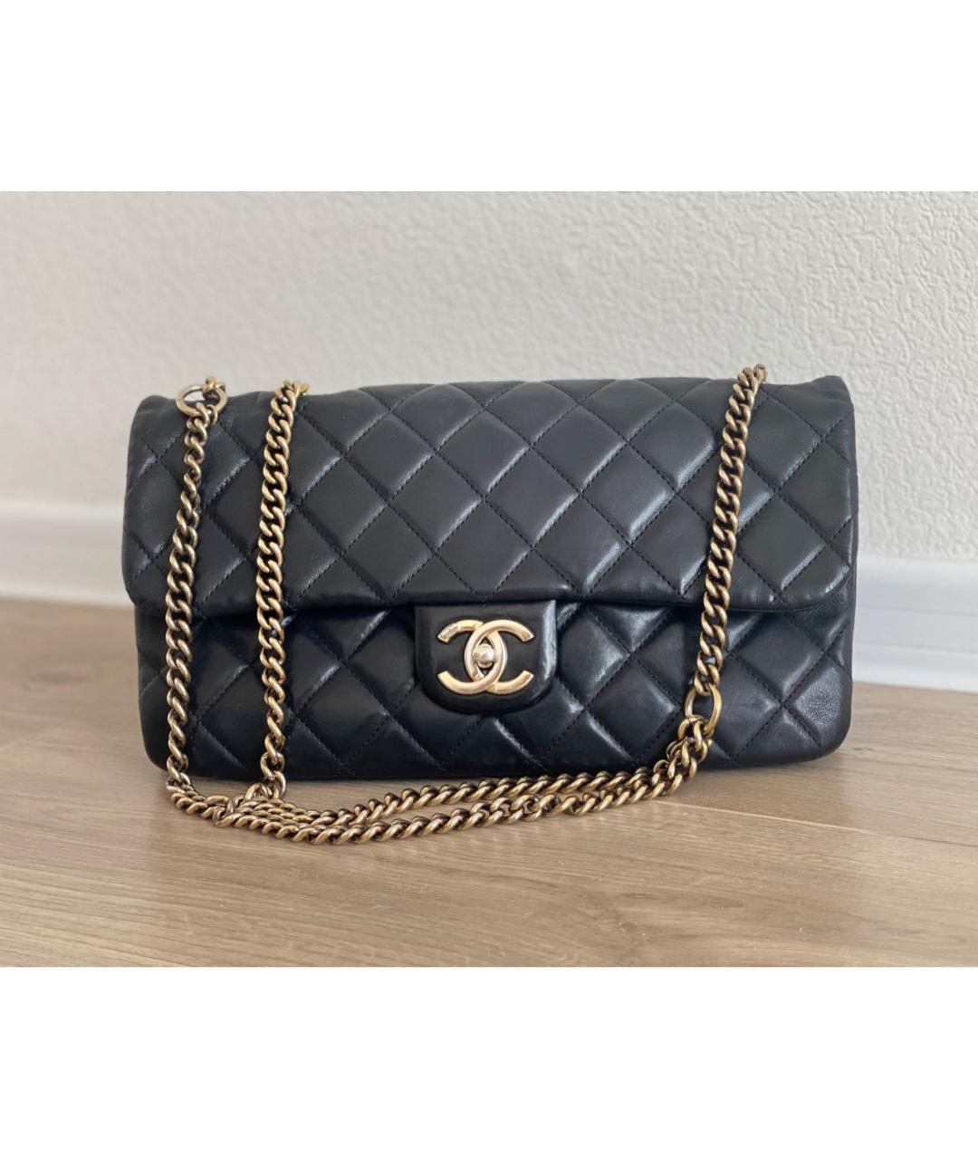 CHANEL PRE-OWNED Черная кожаная сумка через плечо, фото 8