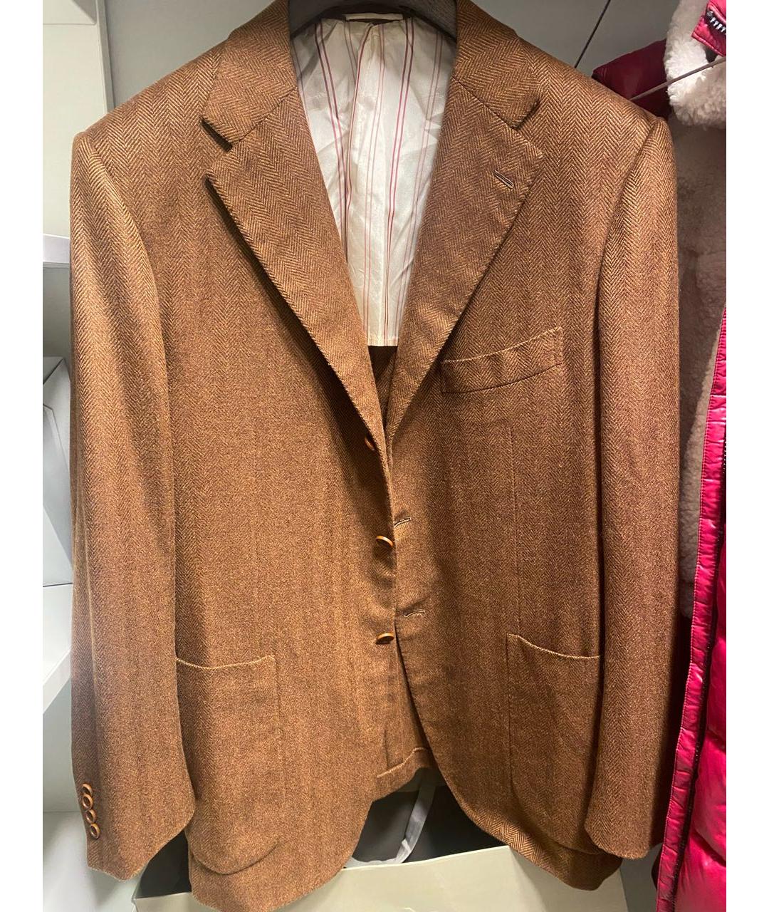 KITON Коричневый шерстяной пиджак, фото 5