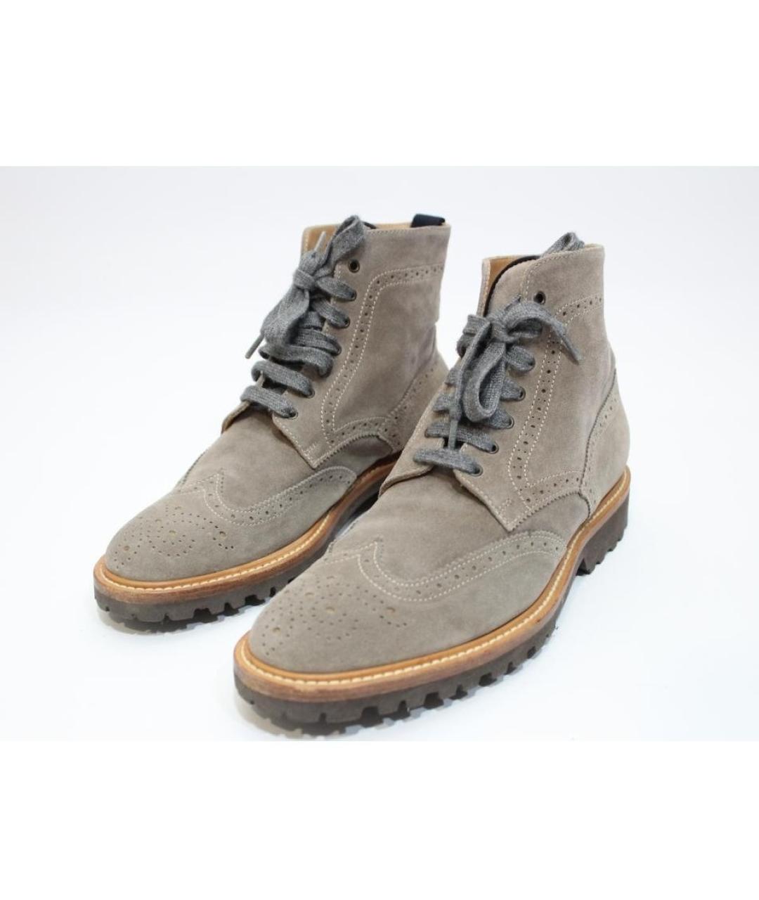 BRUNELLO CUCINELLI Серые замшевые высокие ботинки, фото 2