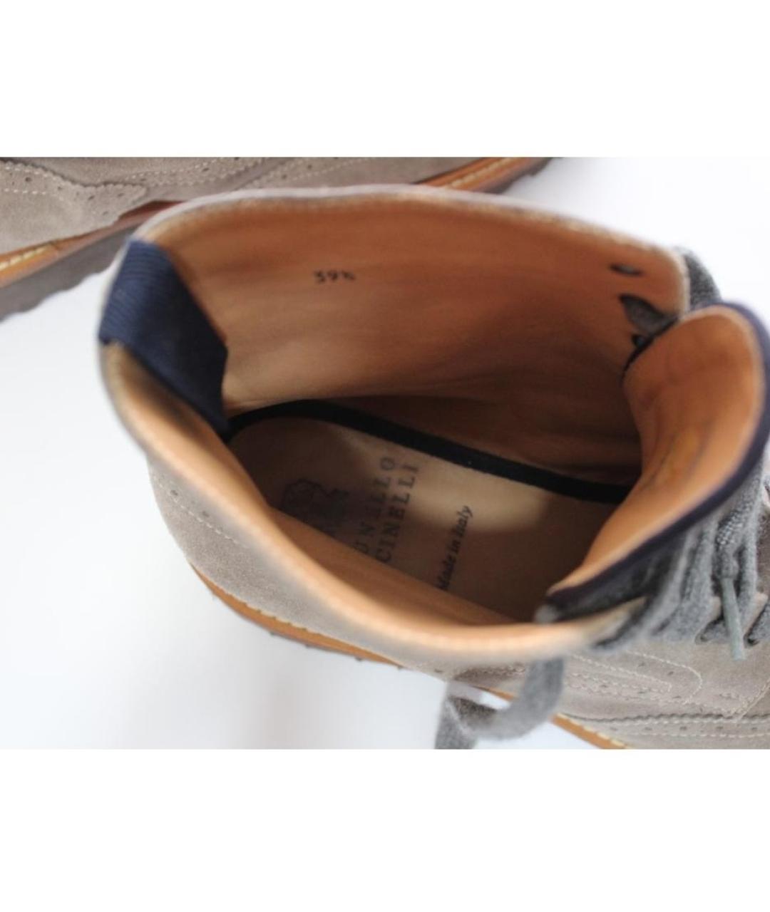 BRUNELLO CUCINELLI Серые замшевые высокие ботинки, фото 6