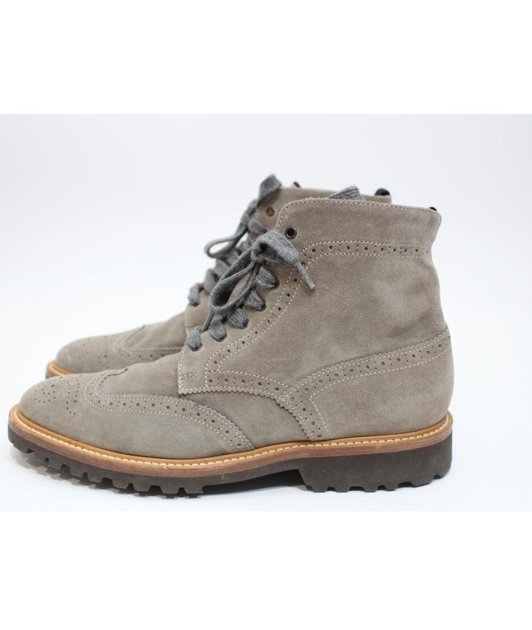 BRUNELLO CUCINELLI Серые замшевые высокие ботинки, фото 7