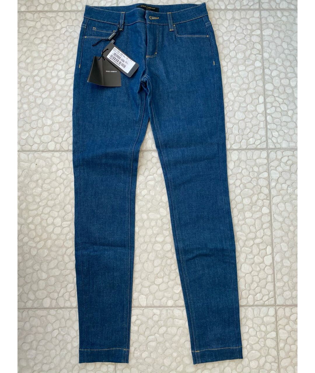 DOLCE&GABBANA Синие хлопко-эластановые джинсы слим, фото 4