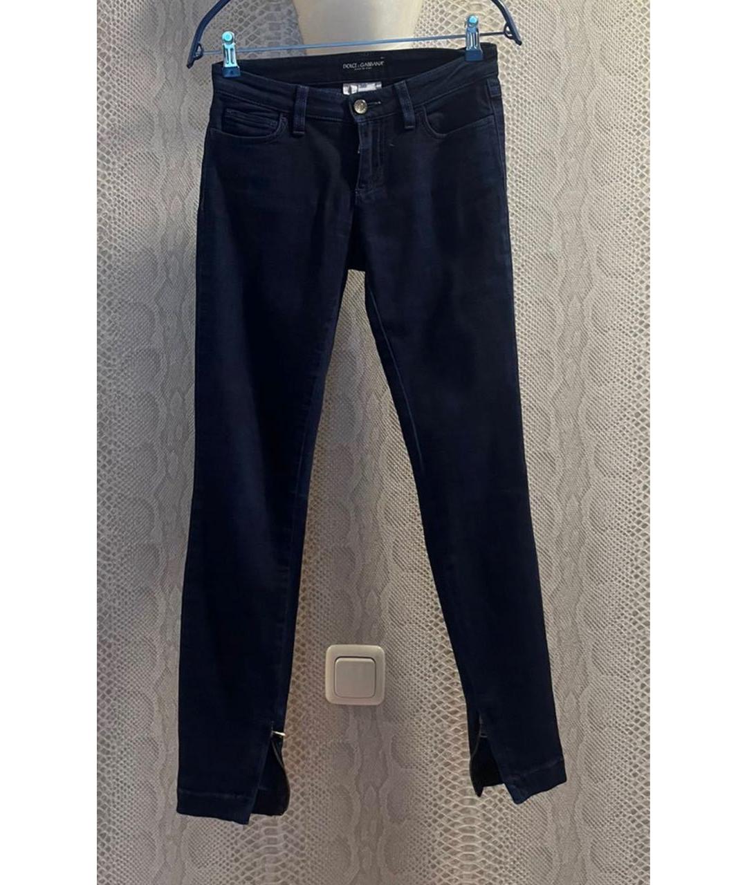 DOLCE&GABBANA Темно-синие хлопко-эластановые джинсы слим, фото 8