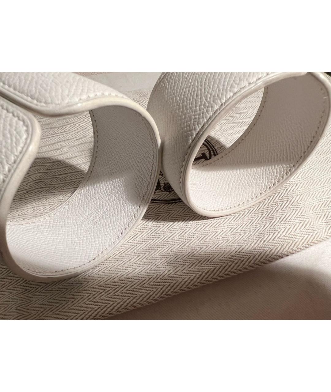 HERMES Белый кожаный браслет, фото 3