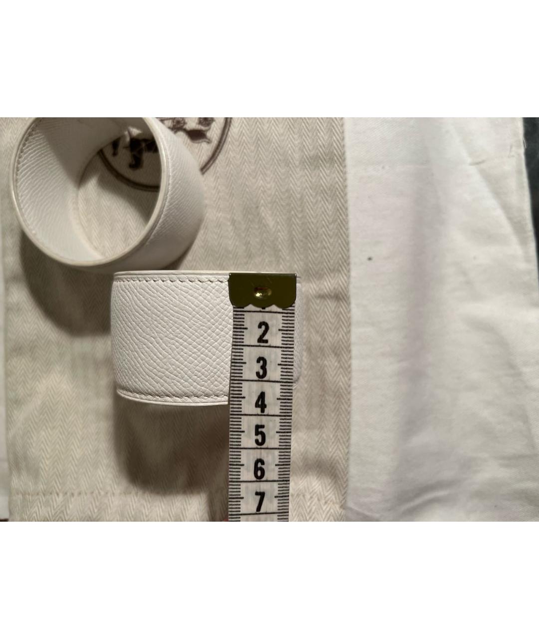 HERMES Белый кожаный браслет, фото 6