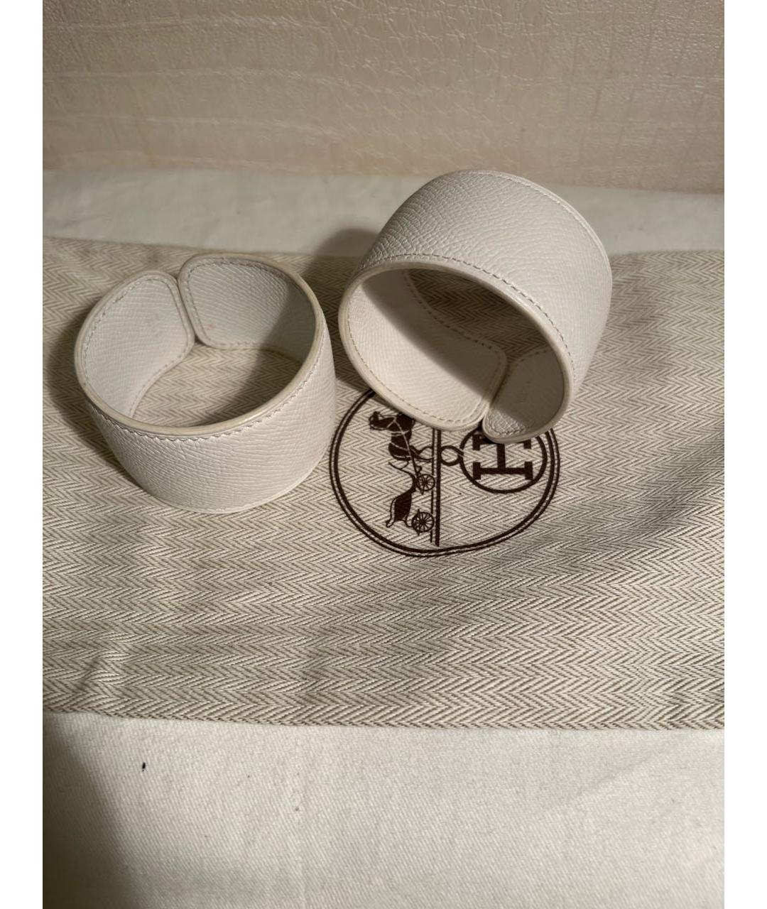 HERMES Белый кожаный браслет, фото 2