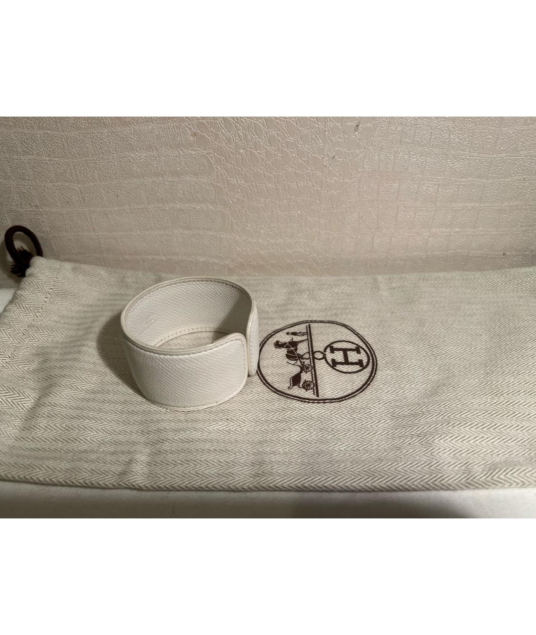 HERMES Белый кожаный браслет, фото 7