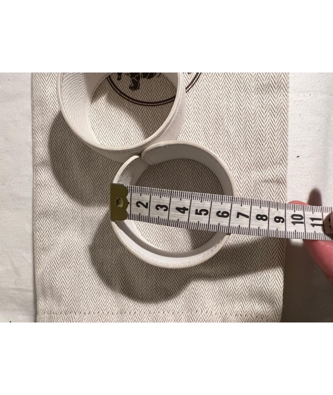 HERMES Белый кожаный браслет, фото 5