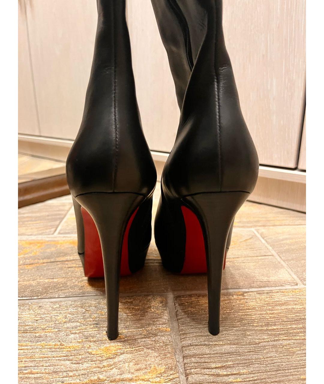 CHRISTIAN LOUBOUTIN Черные кожаные сапоги, фото 4