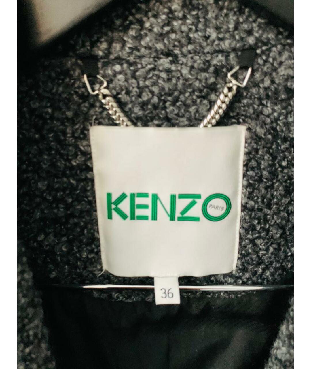 KENZO Серое шерстяное пальто, фото 4