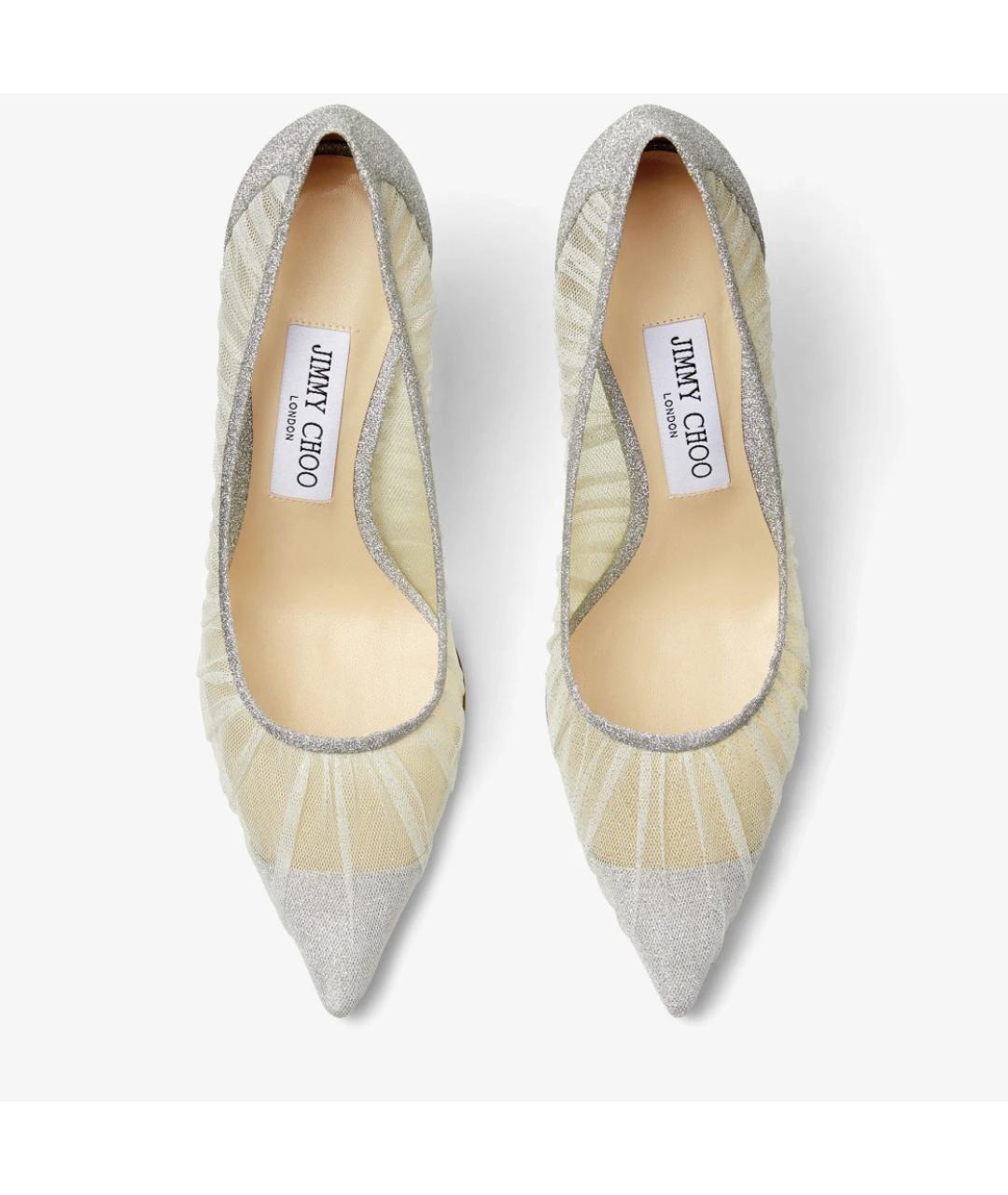 JIMMY CHOO Серебряные текстильные туфли, фото 2