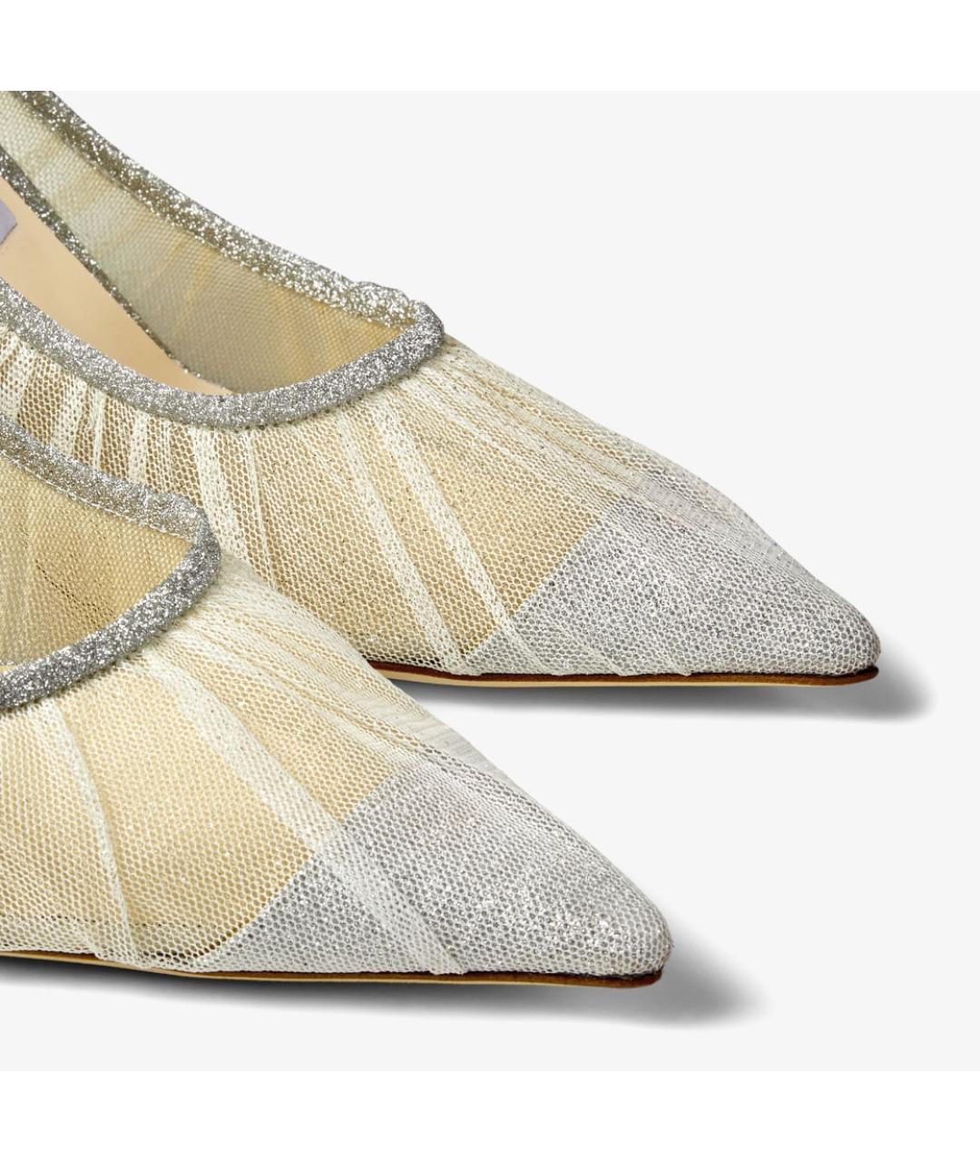 JIMMY CHOO Серебряные текстильные туфли, фото 4