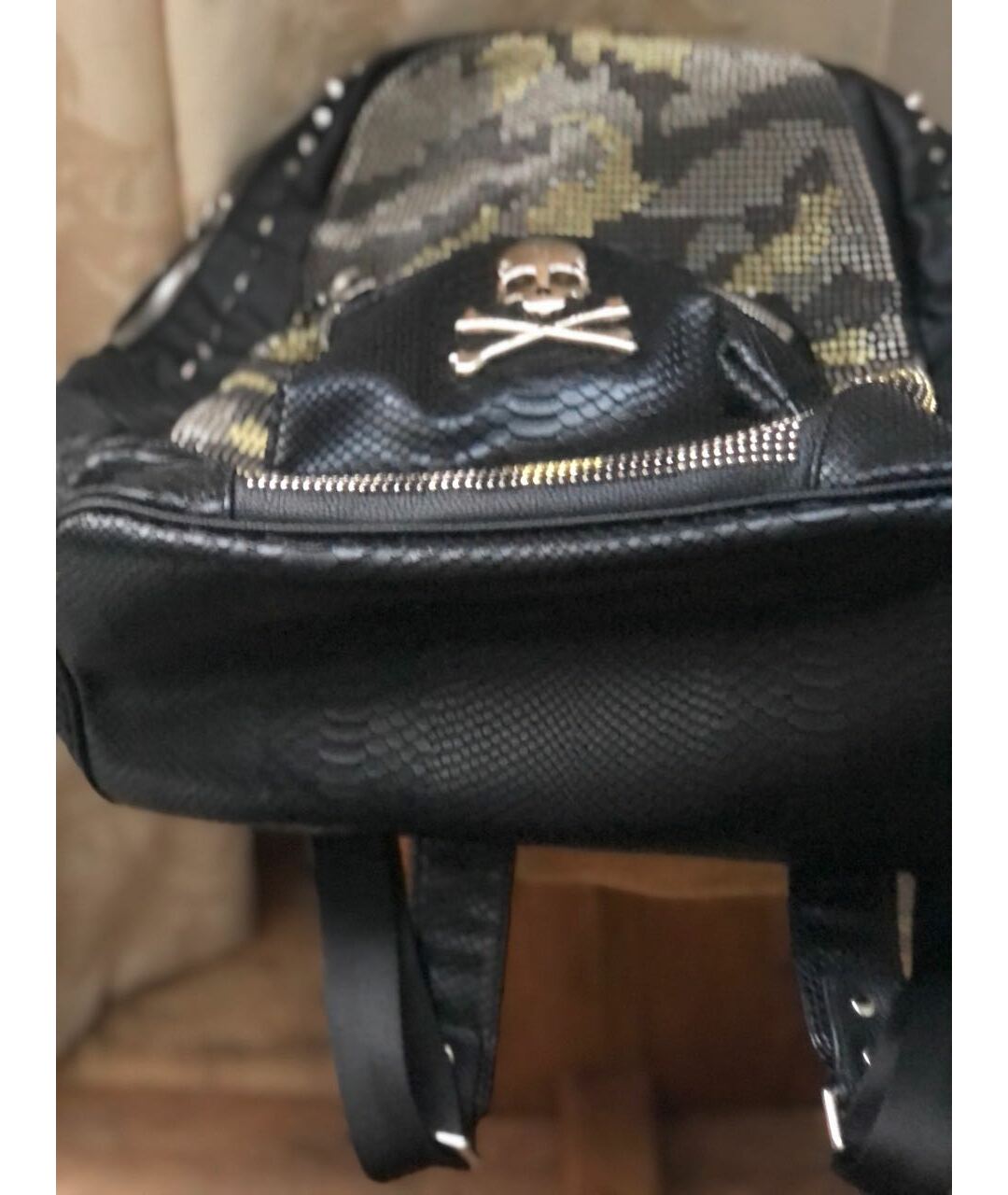 PHILIPP PLEIN Черный рюкзак из искусственной кожи, фото 4