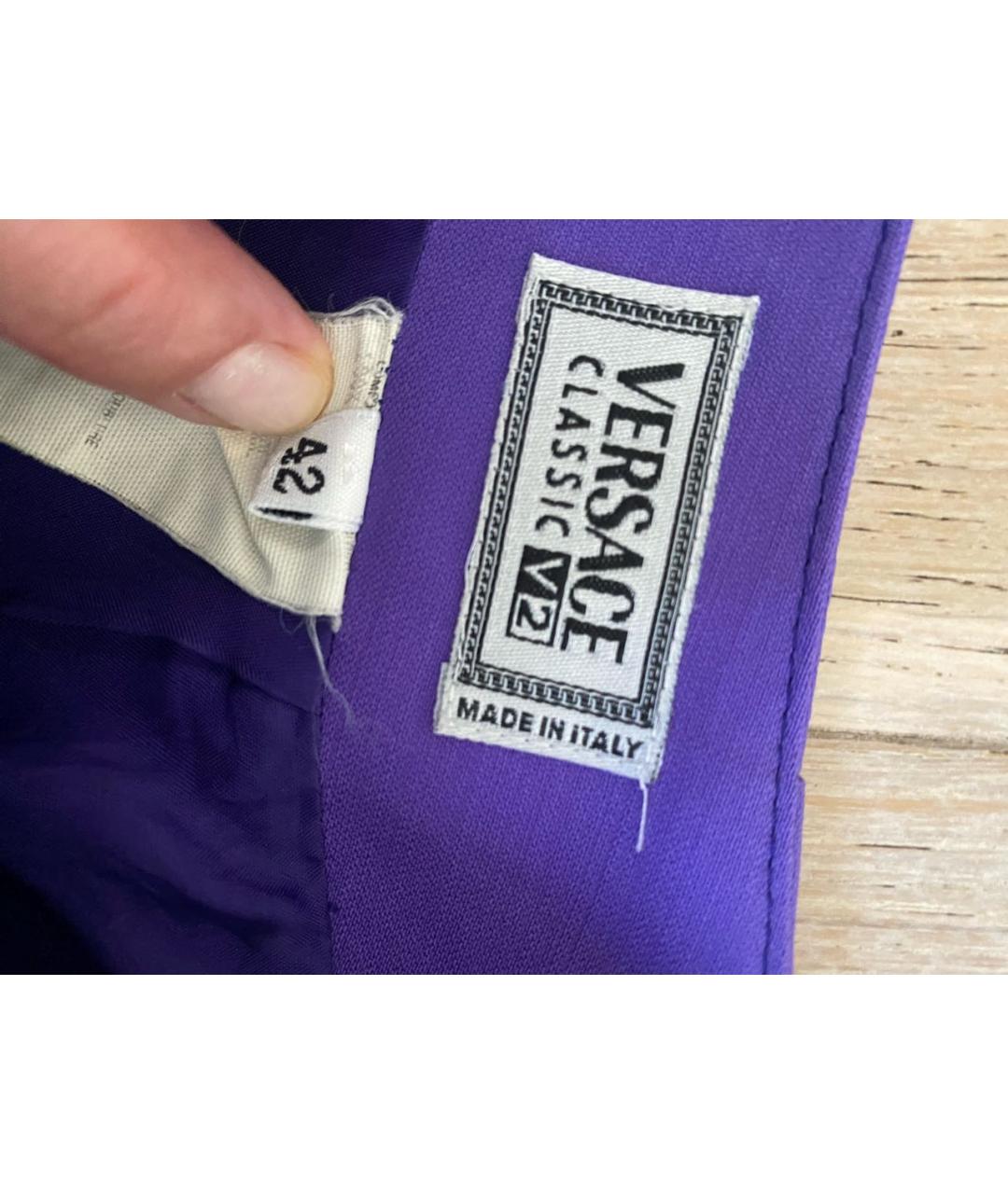VERSACE Фиолетовая шерстяная юбка миди, фото 4