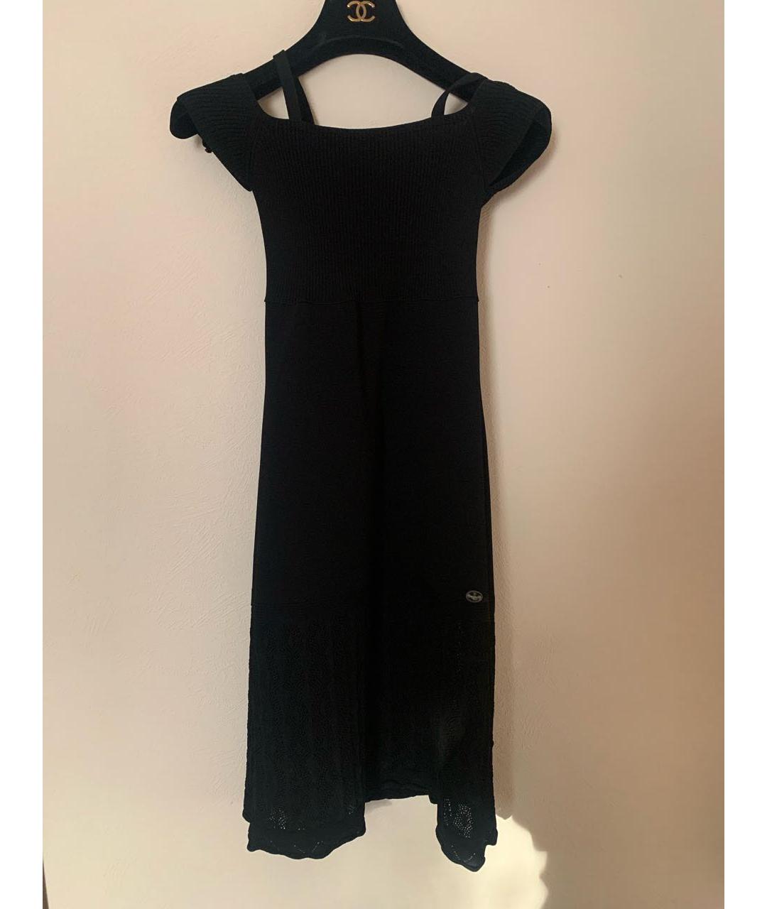 CHANEL PRE-OWNED Черное вискозное повседневное платье, фото 9
