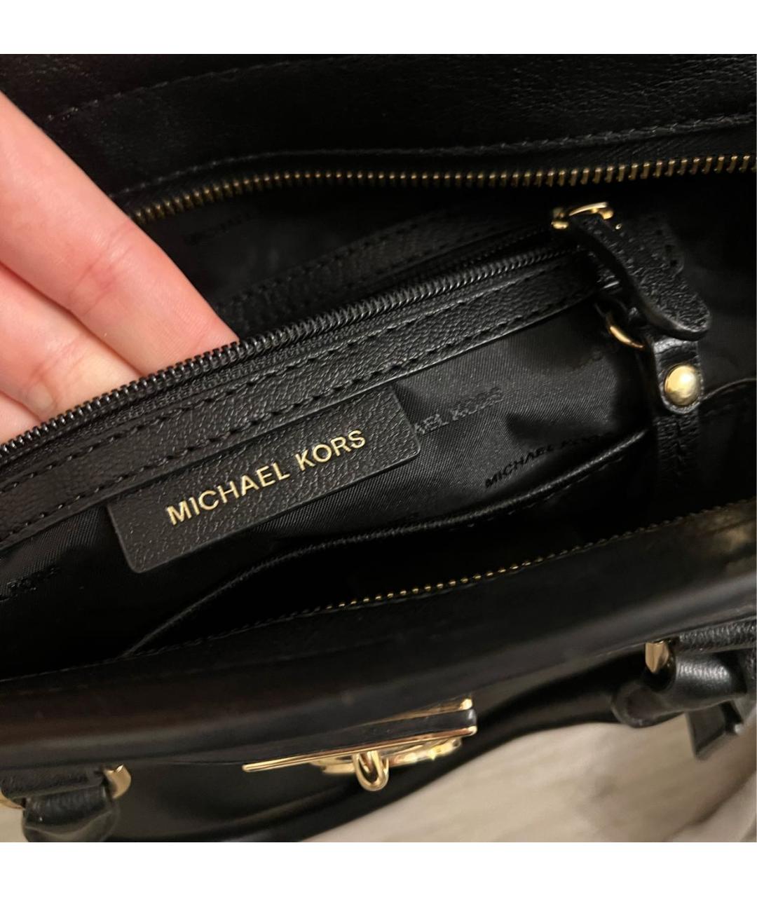 MICHAEL KORS Черная кожаная сумка с короткими ручками, фото 6