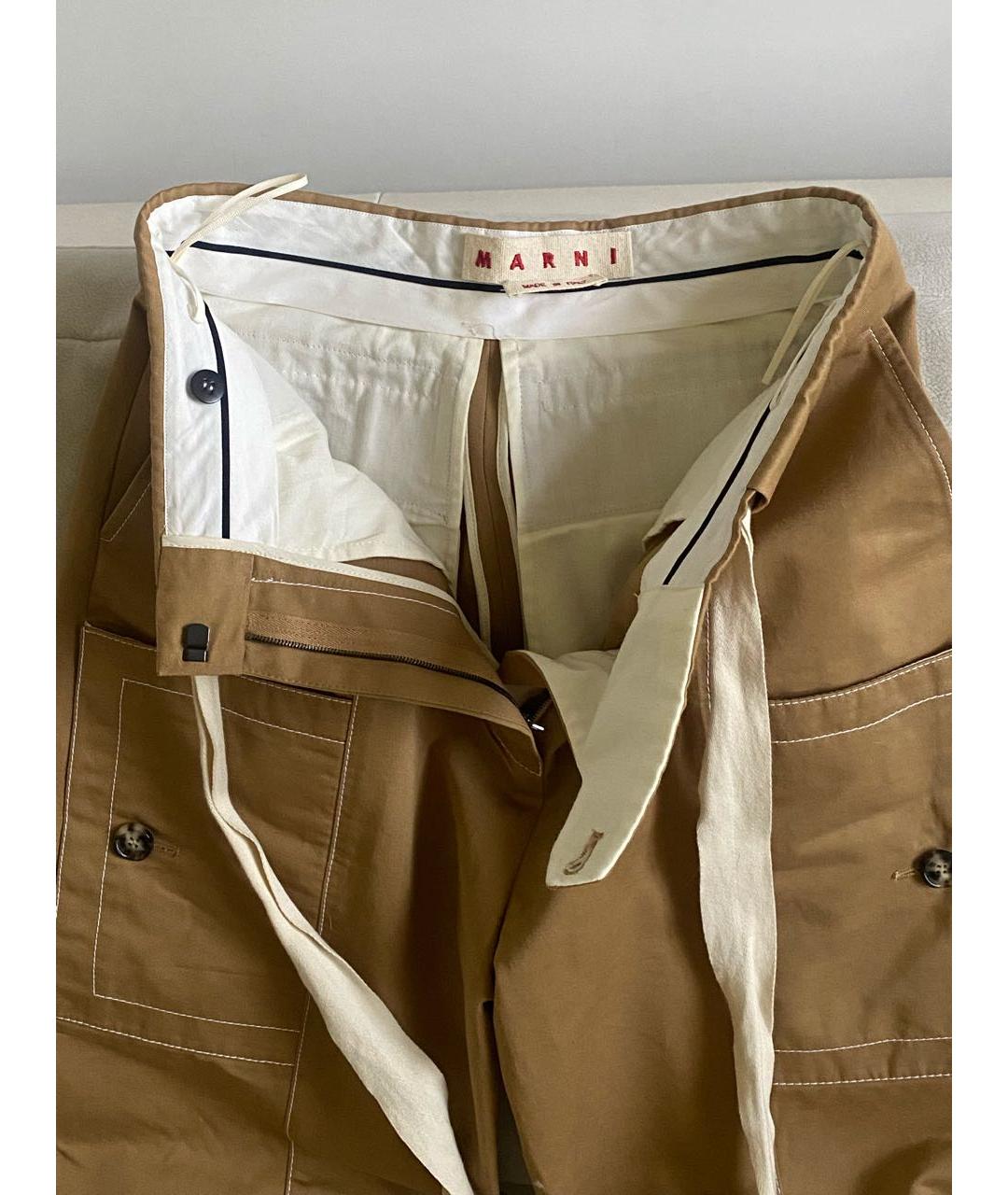 MARNI Бежевые хлопковые брюки широкие, фото 4