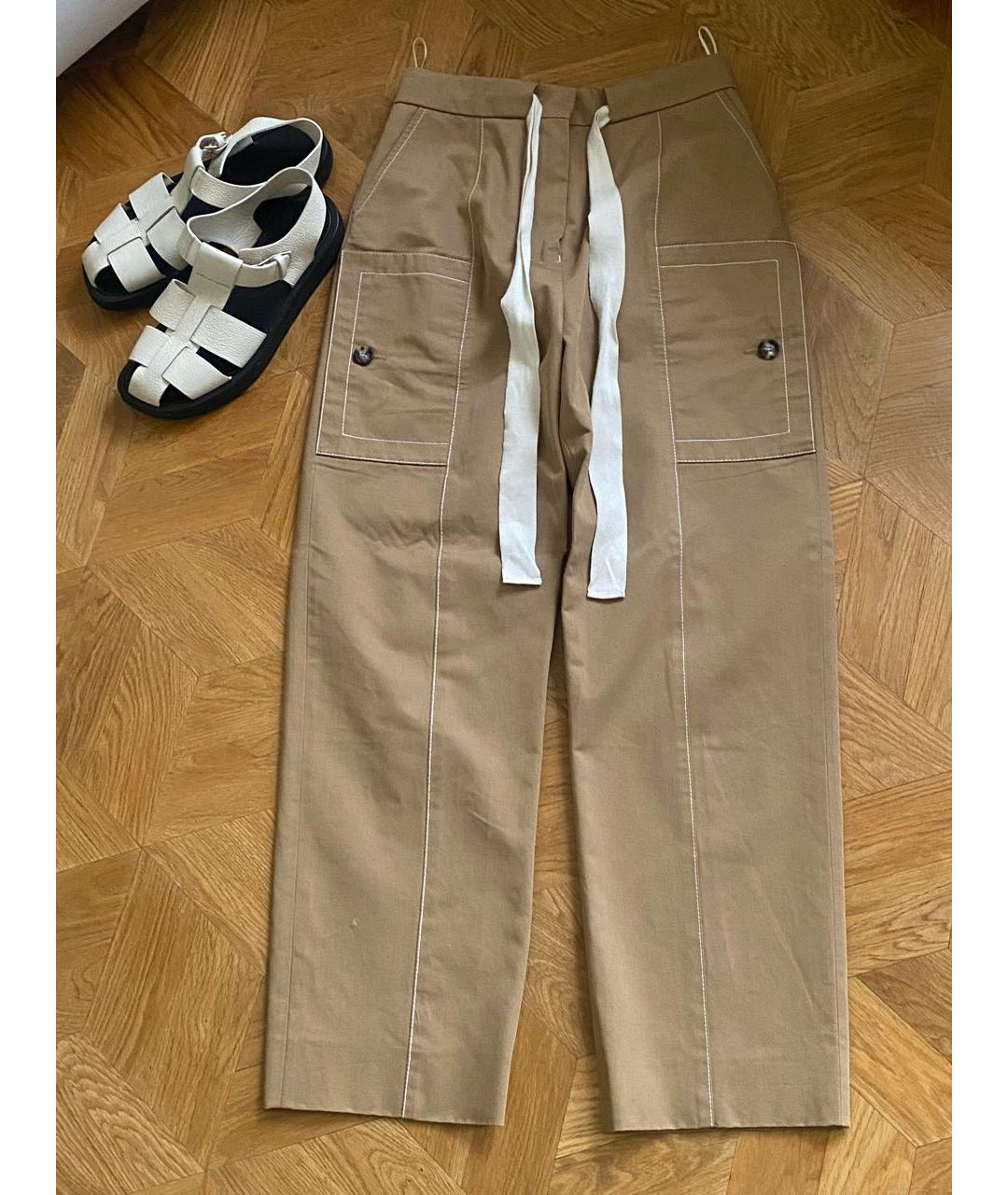 MARNI Бежевые хлопковые брюки широкие, фото 6