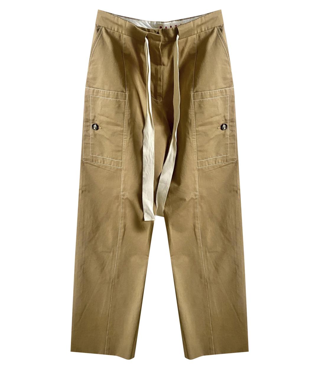 MARNI Бежевые хлопковые брюки широкие, фото 1