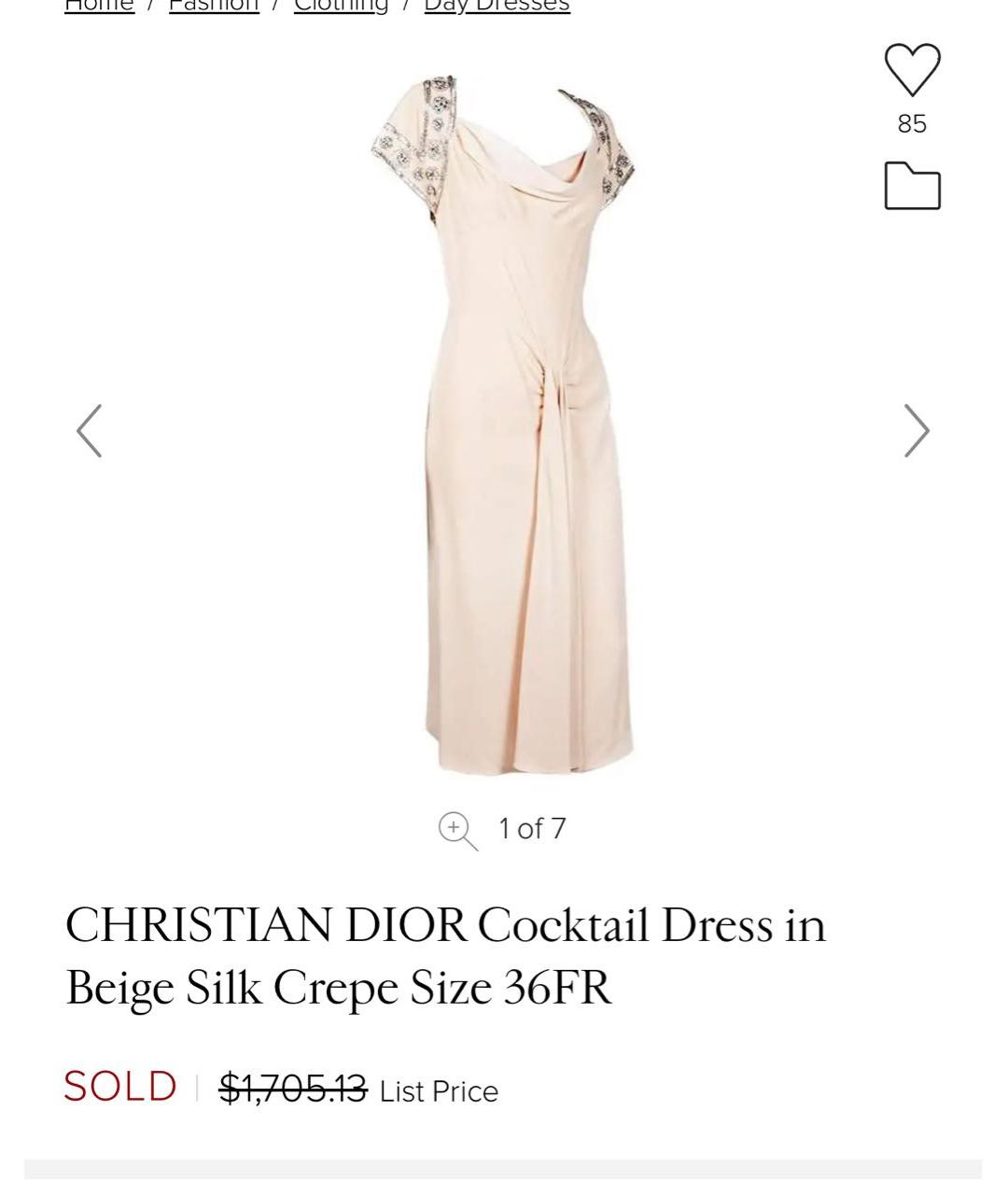 CHRISTIAN DIOR PRE-OWNED Бежевое вискозное коктейльное платье, фото 8