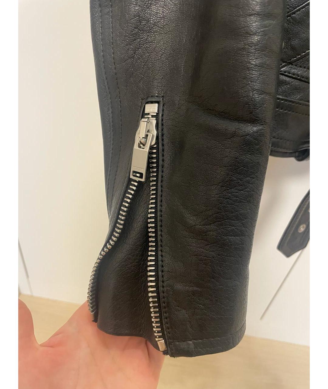 SAINT LAURENT Черная кожаная куртка, фото 4