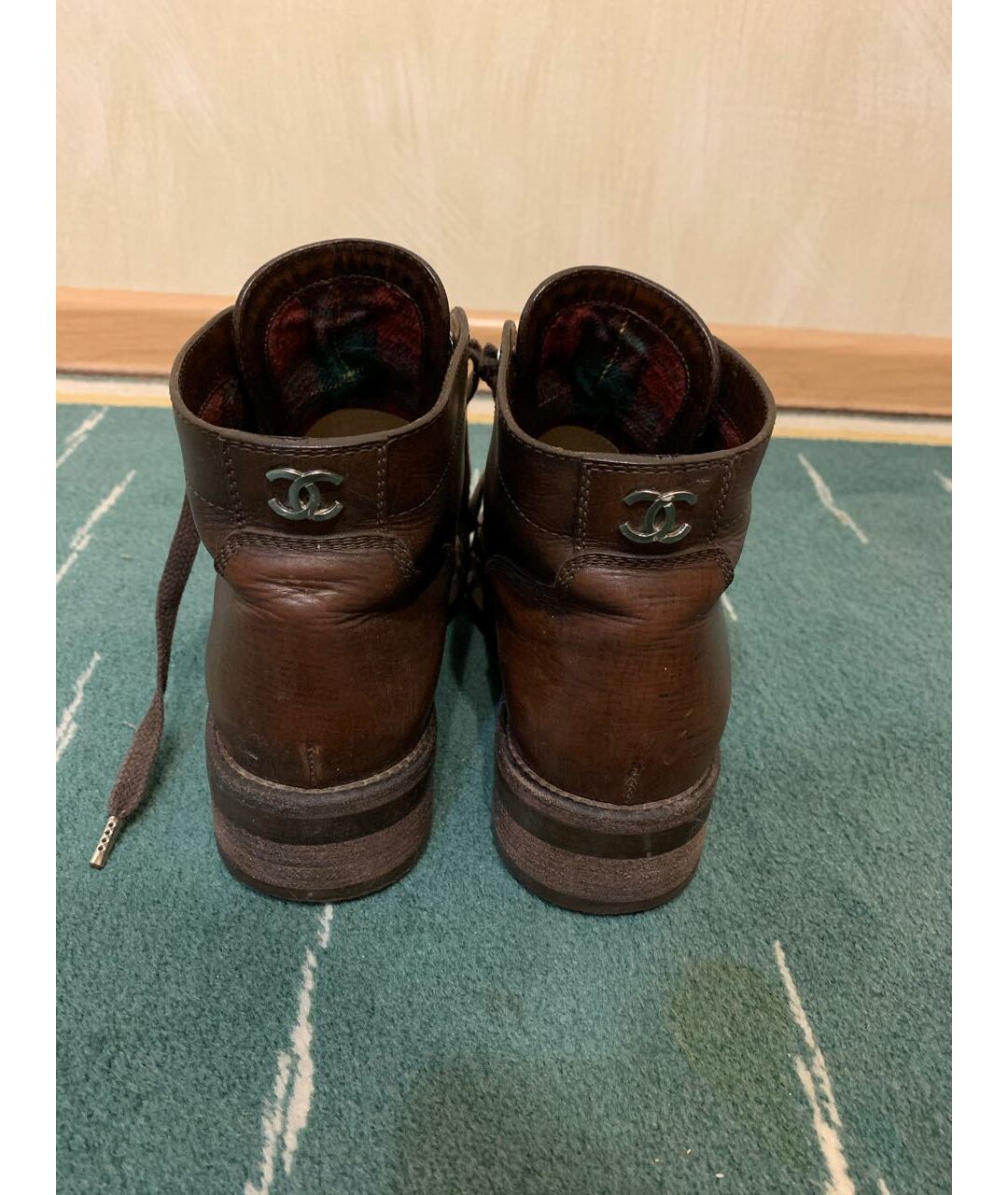 CHANEL PRE-OWNED Коричневые кожаные ботинки, фото 3