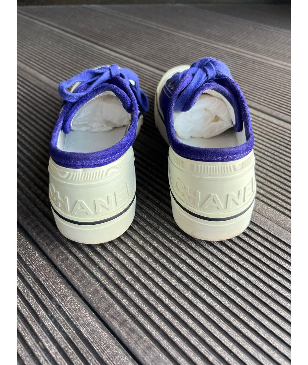 CHANEL Темно-синие замшевые кеды, фото 4