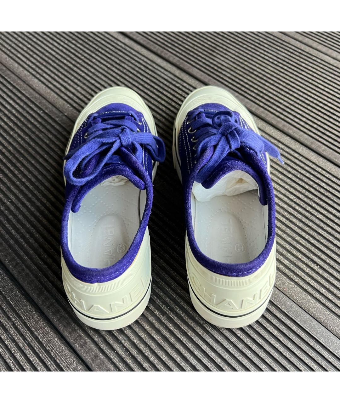 CHANEL Темно-синие замшевые кеды, фото 5